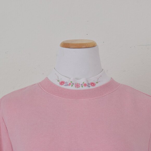 Vintage 80s/90s pullover Cotton/Poly Mockneck Sweatshirt by Blair | size Large - Picture 7 of 12